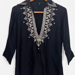Talbots Women's Black and Navy Blouse